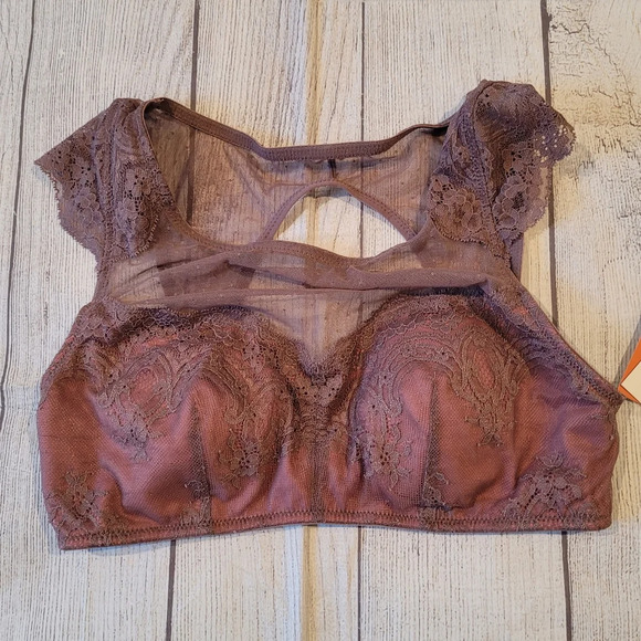 Gilligan & O'malley Cap Sleeve Lace Bralette Wirefree Comfort •Size Small• NEW - Picture 1 of 8
